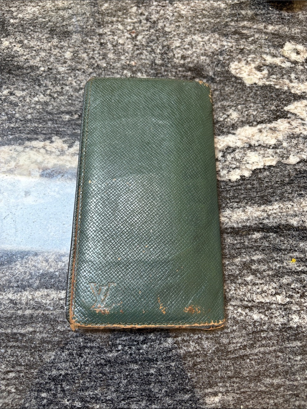 Louis Vuitton Vintage Green Leather Long Wallet